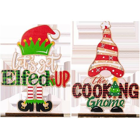 2 Pièces Décorations de Noël pour Bibliothèque - Art de Gnome Mignon pour Fêtes (1/4)