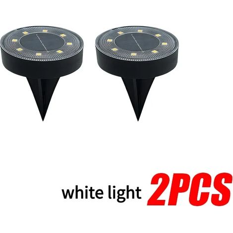 (Lumière blanche - Lot de 2) Lampadaires solaires LED IP68 étanches pour pelouse, jardin, terrasse ou cour, compatibles avec la décoration extérieure. (1/5)
