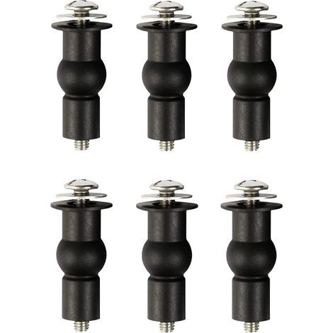 Toilet Seat Fixing Screws, Toilet Seat Hinge, Toilet Seat Fixings with Rubber Expansion Bolts, 6 Pieces Black (1/5)