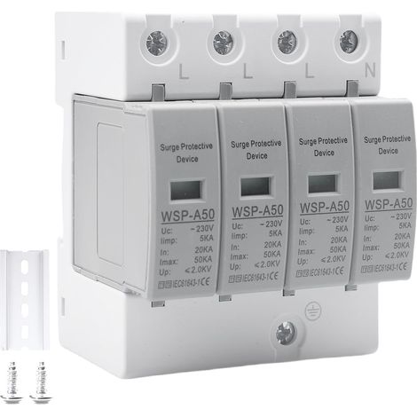 Parasurtenseur 4 broches : parafoudre type 1 + type 2 20-50 kA, 230 V parasurtenseur pour la maison, les installations solaires et l'industrie (1/5)