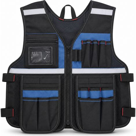 Gilet tactique multifonction Oxford anti perforation bleu noir (1/5)