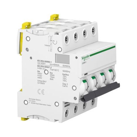 Schneider Electric Blocco differenziale QuickVigi iC60 4P 25A 300mA AC + Interruttore magnetotermico iC60N 4P C 10A 6000A