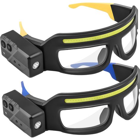 XTE Multifunktionsbrille mit Licht, 2-teiliges Set, USB-C-Ladeanschluss, Warnscheinwerfer, kompakt und tragbar, blau/gelb (1/4)