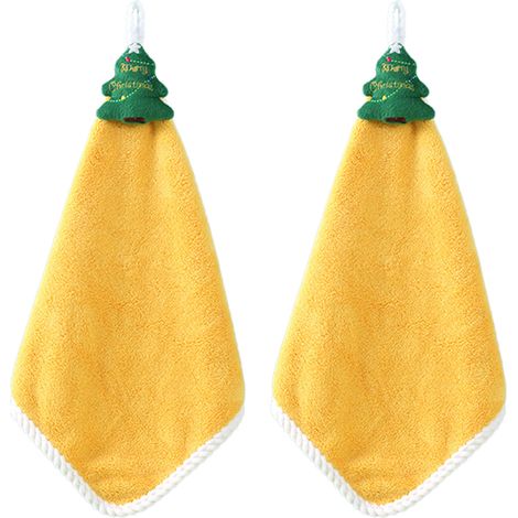 Set aus 2 hängenden Küchenhandtüchern für den Winter, weichen und dekorativen Weihnachtshandtüchern für Bad und Backofen, saugfähigen Waschlappen.