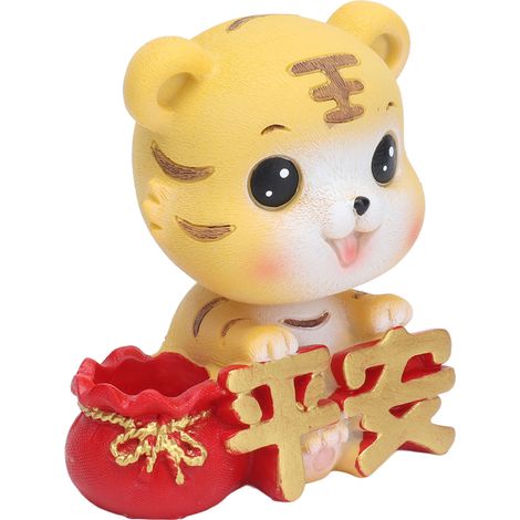 Petit tigre porte-bonheur, décoration résine pour maison, statuette tigre protecteur, cadeau festif chance et sécurité (1/5)