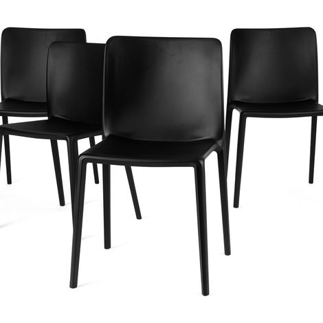 Lot de 4 chaises empilables polypropylène KLOVIS-Noir (1/5)