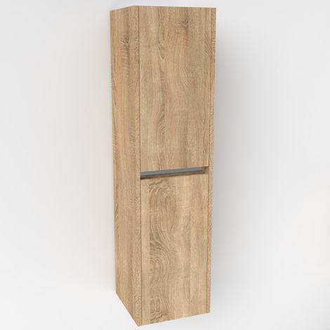 Sanitaire – Colonne de salle de bain 135x35x35 cm – Panneaux de particules 18 mm – Finition mélaminé bois clair – 2 portes réversibles avec fermeture assistée (1/6)