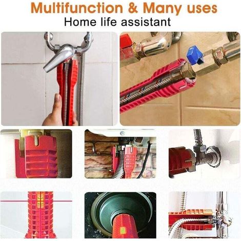 Clé Robinet Multifonctionnel Cle a Tube Mitigeur Double Tête avec Douille Cle Demontage Robinet Antidérapant Facile à Utiliser (1/3)