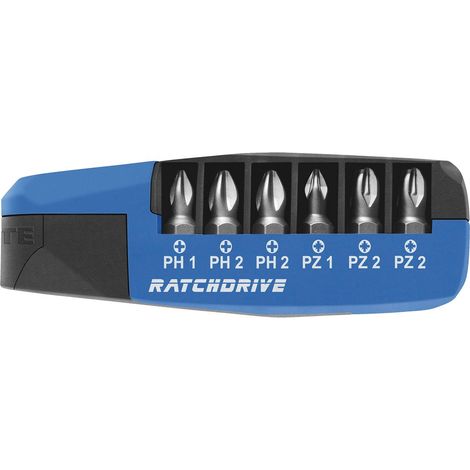 Box mit 7 Bits mit Ratchdrive-Ratsche (PH/PZ) in Spenderbox  WITTE 25111 (1/5)