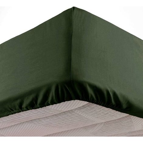 Drap housse 1 personne 90 x 190 cm microfibre unie oscar Kaki