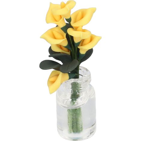 Fleur miniature élégante pour maison de poupée 1:12 avec bouteille en verre, décoration artisanale et cadeau pour enfants. (1/5)