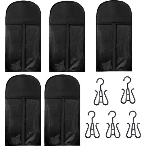 Cinco bolsas de almacenamiento para pelucas, a prueba de polvo, transparentes, perchas de viaje de tela no tejida, unisex, fáciles de transportar. (1/3)