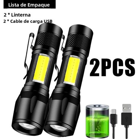 (2 pièces) Lampe torche tactique LED rechargeable, portable, avec clip stylo, étanche (1/5)