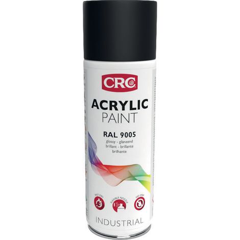 Peinture aérosol acrylique noir RAL 9005 brillant 400ml – Finition anti-rouille – Pour peinture automobile – Séchage rapide – CRC (1/5)