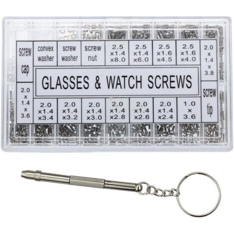 Kit de réparation pour montres, lunettes de soleil, monocles, boîte à outils de 1 000 vis en acier inoxydable (1/5)