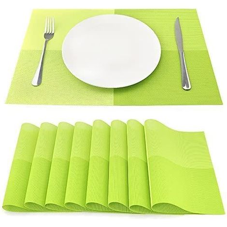 Sets de Table -  - Lot de 8 - Vinyle Résistant - 45 cm x 30 cm - Vert (1/4)