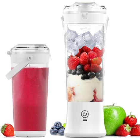 Spremiagrumi portatile con funzione di ricarica USB, modalità a impulsi intelligente, impermeabile, 500 ml, bianco. (1/2)