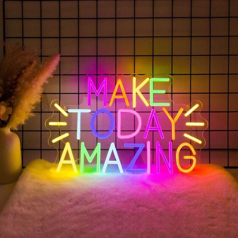 Enseigne néon « Make Today Amazing » pour chambre, éclairage LED inspirant et positif pour salle de classe, dortoir, bureau, café interrupteur variateur, alimentation USB