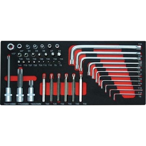 MODULO EVA DE LLAVES TORX EN "L", PUNTAS CORTAS Y LARGAS, 43 PIEZAS