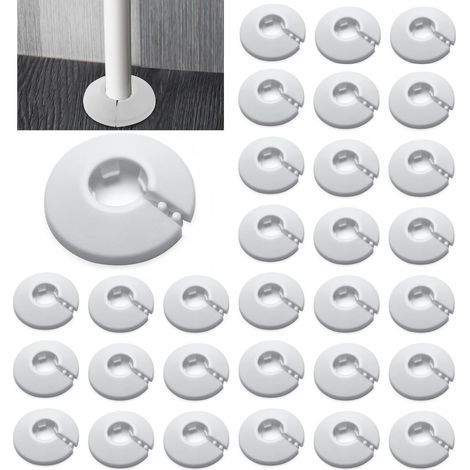 30 pièces rosace de tuyau de chauffage simple, couvercle de tuyau de chauffage, couvercle de tuyau, rosaces de couverture, chauffage, revêtement, rosaces de radiateur, polypropylène blanc, blanc (21,5 (1/5)