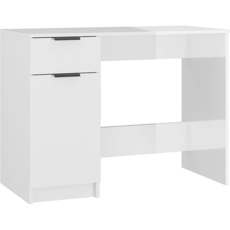 Desk High Gloss White 100x50x75 cm Engineered Wood vidaXL (1/5)
