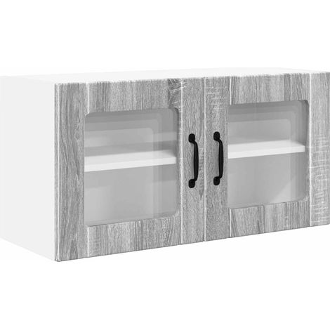 Maison Exclusive - Mobile in vetro da parete PORTO Grigio Sonoma 80 x 31 x 40 cm (1/5)