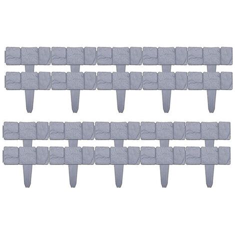 QORVA- Bordure de clture de jardin en plastique effet pierre, parterre de fleurs, plantes de pelouse, panneaux de bordure décoratifs, 20 pièces