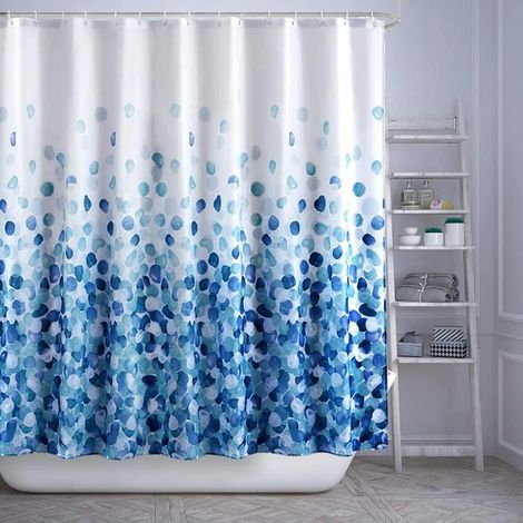 Rideau de douche doux imperméable à l'eau avec crochet salle de bain tissu anti-moisissure lavable 180x180 cm (1/5)