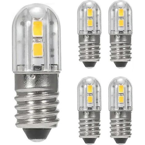Lot de 2 ampoules LED 6V E10 avec culot à vis 2835 et 4 puces SMD, jaune, pour phares et lampes torches. (1/5)