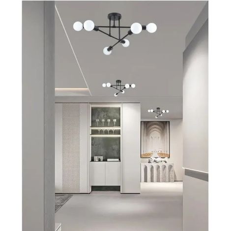 Lot de 3 Plafonnier Industrielle Retro E27 Luminaire Suspension Designe Edison en Métal Lustre Noir pour Salon Chambre (1/4)