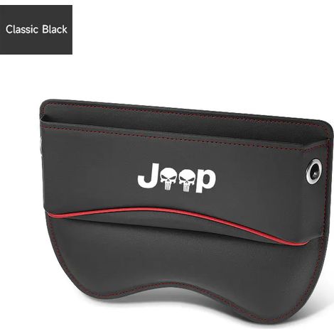 Poches de rangement pour l'espace entre les sièges de voiture (noir) en cuir pour Jeep Renegade, Commander, Wrangler, Liberty, Cherokee, Compass et Patriot (1/5)