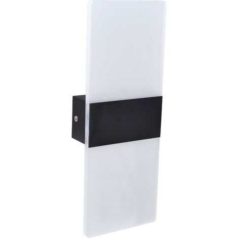 Lumière murale LED en acrylique, forme de touches de piano, éclairage haut et bas, profilé en aluminium noir, design simple, pour chambre, salon, couloir, hôtel, 90-265V, lumière chaude, finition bros (1/5)