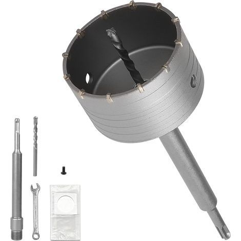100mm Scie Cloche Beton, avec 220mm Rallonge PLUS et Foret de Centrage, Carotteuse Beton, Trépan Béton Multi Matériaux, Scie Cloche pour Maçonnerie Pierres, Ciment, Brique (1/5)