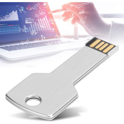 Clé USB en Forme de Clé, Disque Mémoire USB 64 Go Argenté pour Ordinateur