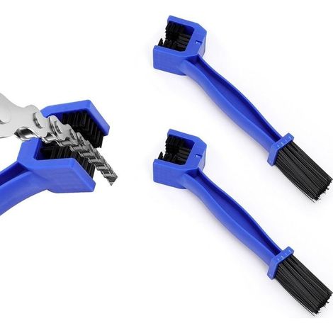 Lot de 2 brosses de nettoyage universelles pour chaîne de vélo ou moto, pour vélo de montagne et moto (bleu) (1/5)