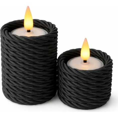 Porte-bougies chauffe-plat noirs, lot de 2, torsadés, style bohème japonais (1/3)