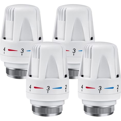 Robinet Thermostatique Radiateur, 4 Pièces Tête Thermostatique, M 30 x 1,5 Tête de Remplacement de Vanne de Radiateur, Valve de Radiateur Thermostatique, Tete Thermostatique Radiateur (1/5)