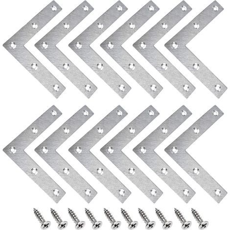 Equerre Metal Plate 15 Pièces en Acier Inoxydable - Angle de Fixation Forme L, Plats Droits Support, Connecteur D'angle Plaque Perforée, 8080MM (1/5)