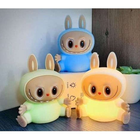 Lampe Monstre Colorée avec Commande Tactile - Veilleuse, Rechargeable par USB, 7 Couleurs Changeantes de Lumière Chaude - Minuteur - Cadeau pour Chambre d'Enfant (bleu) bleu
