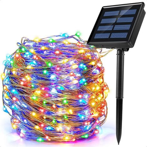 Guirlande lumineuse solaire 200 LED 22M – 8 modes d'éclairage – IP65 étanche pour extérieur – Décoration Noël jardin, balcon, mariage – (1/5)