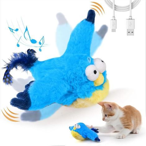 Jouet Chat Oiseau Qui Bouge Jouet interactif for Chat et Oiseau, Oiseau battant et gazouillant Rechargeable (sans vol) avec Herbe à Chat for Chats d'intérieur, Jouet for Chat activé (1/5)