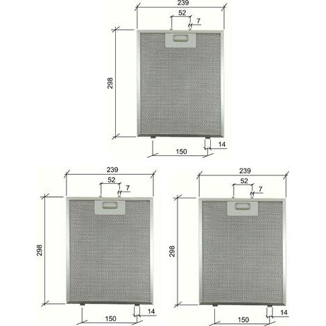 3 PZ ELECTROLUX 50253939008 FILTRO CAPPA METALLICO CM 298x239x9mm F 232 (1/5)