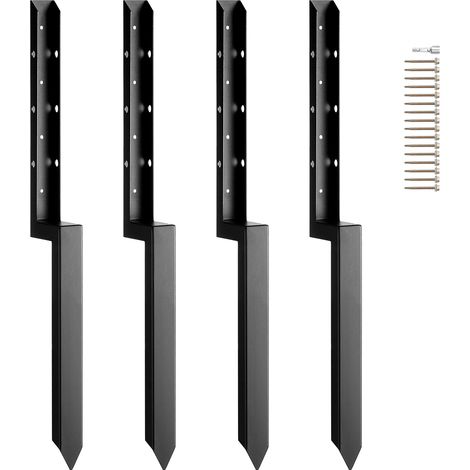 VEVOR Kit de Reparación de Anclajes para Postes de Valla, 4 Estacas de Soporte para Postes de Valla de Acero Resistente, Estacas de Anclaje para Reparación de Postes de Valla de Madera Rotos (1/5)