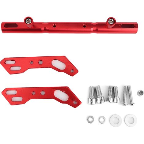 [Barre de stabilisation moto] - [Cross Bar CNC] - [Adjustable/Adjustable] - [Tige de stabilisation] : Barre d'équilibre pour guidon de moto en aluminium CNC rouge, ajustable, avec pièces de montage un (1/5)