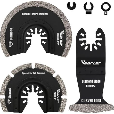 3er-Set Sägeblätter – Vielseitiges Zubehör – Zum Schneiden von Keramik und Ziegeln – Für Mauerwerk und Bodenbeläge – Grau – 8 x 5 cm (1/5)