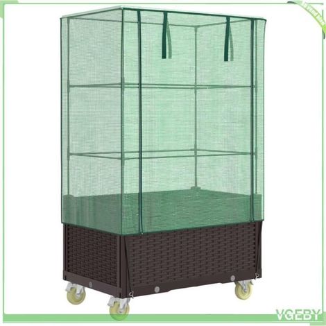Jardinière surélevée - FAFEICY - 4015808 - Housse imperméable - 4 roulettes (2 freins) - Aspect rotin (1/5)