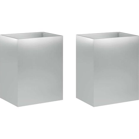 Garden Planter 2 pcs Silver 40 x 30 x 50 cm Galvanised Steel vidaXL