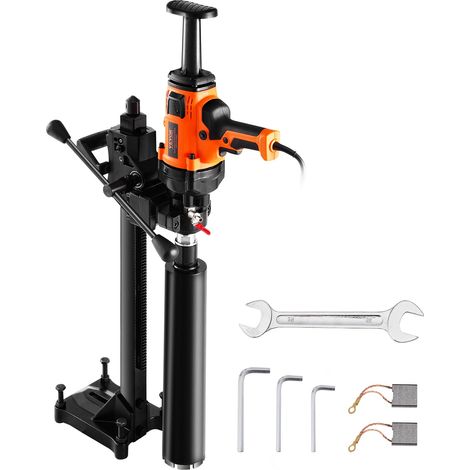 VEVOR Trapano a Carotaggio Diamantato Portatile, con Diametro di Perforazione 20 a 160 mm Macchina Carotatrice per Calcestruzzo Robusto 2000 W con Supporto, Punta per Carotaggio, per Mattoni, Marmo (1/5)