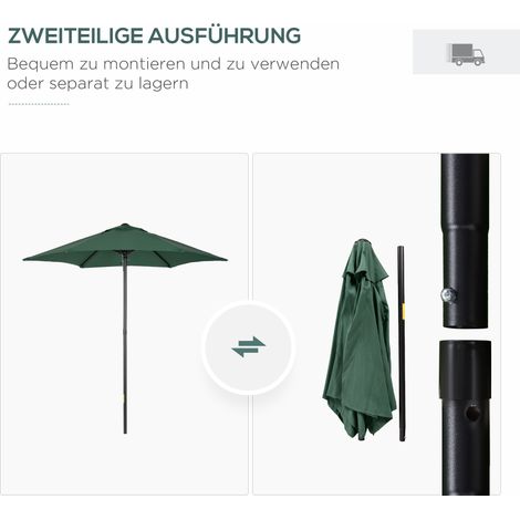 Parasol vert hexagonale 196 cm pour plage, terrasse ou jardin