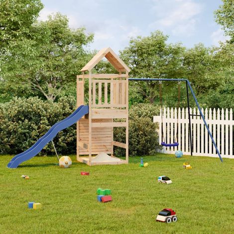 Aire de Jeux d'extérieur, Maison enfant exterieur, Maisonnette de jeu bois de pin massif LKOWF34955 (1/5)